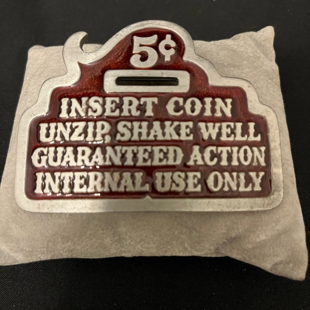 Vintage 1979 Coin Slot Belt Buckle by The Great American Buckle Company